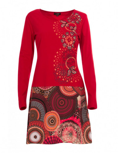Robe rosaces colorées, manches longues