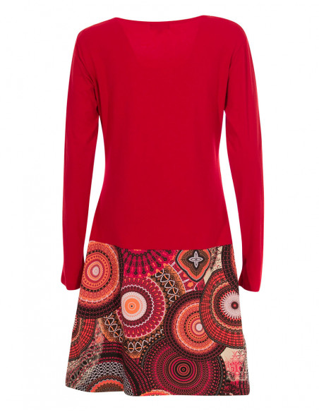 Colorful rosette dress, long sleeves