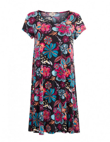 Robe courte à manches courtes tropicale