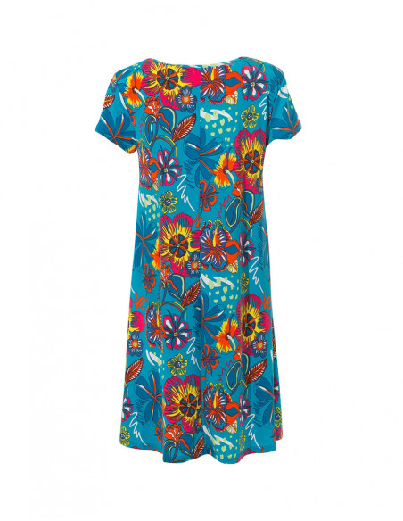 Short dress with flowers & small sleeves