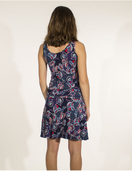 Short dress, V-neck, small flower patter