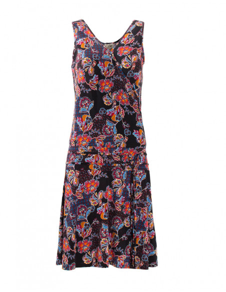 Short dress, V-neck, small flower patter