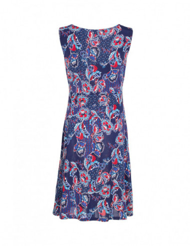 Robe féminine originale bleu avec imprimé fleuri cachemire