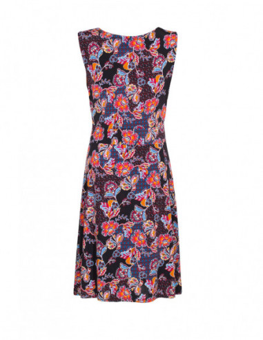Robe féminine originale noire avec imprimé fleuri cachemire
