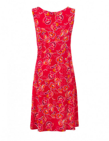 Robe féminine originale rouge avec imprimé fleuri cachemire