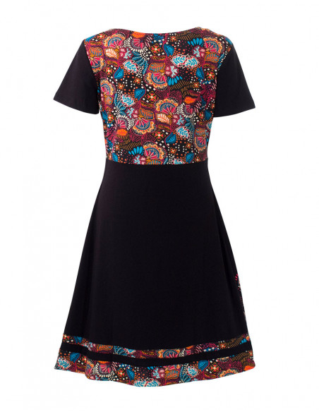 Robe courte coton originale noire dos