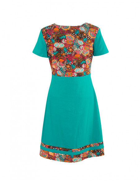 Colorful cotton jersey dress with flower