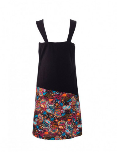 Robe en coton tissu ethnique coloré et uni noir