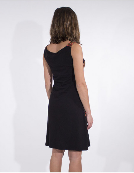 Robe en coton ethnique noire