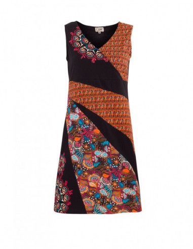 Robe courte trapèze patchwork