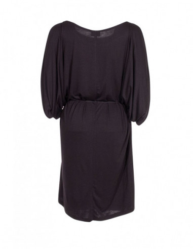 Robe élégante féminine manches chauves-souris fendues noire