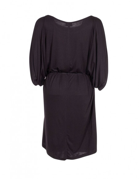 Robe élégante féminine manches chauves-souris fendues noire