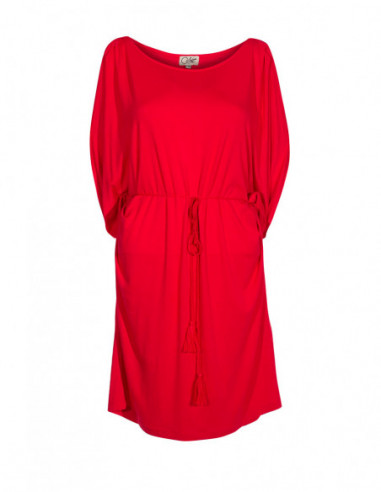 Robe courte chauve-souris manches fendues rouge