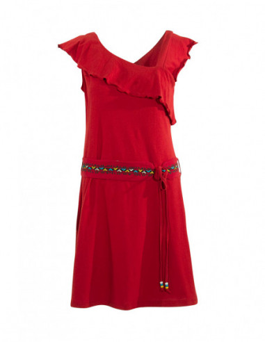 Robe courte gypsy asymétrique rouge