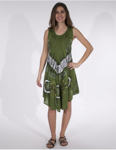 Robe originale Tie and Dye pour la plage couleur vert