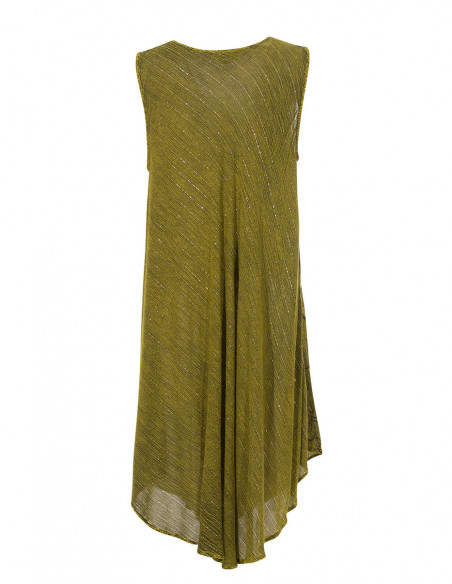 Dress with metallic tie and dye edging