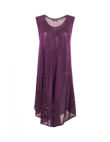 Dress with metallic tie and dye edging