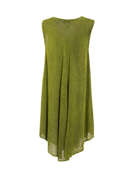 Dress with metallic tie and dye edging