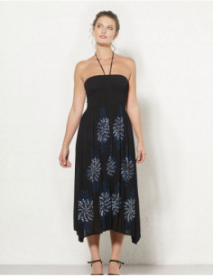Robe longue noir avec bandeau ethnique