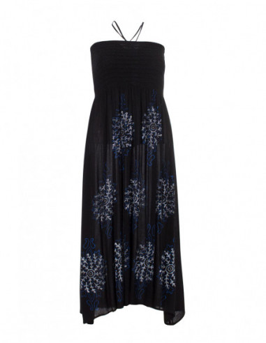 Robe longue noir avec bandeau ethnique