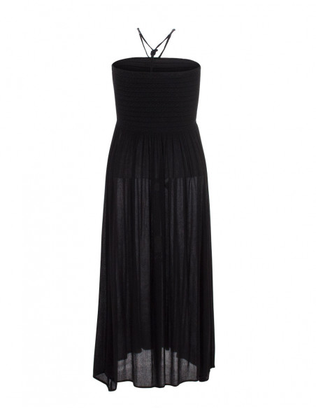 Robe longue noire féminine pour la plage
