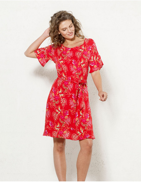 Large floral dress with small sleeves