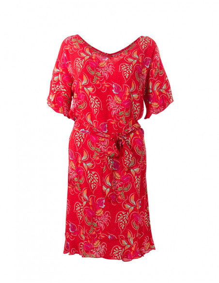Large floral dress with small sleeves
