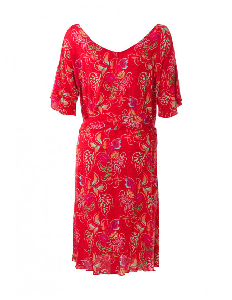 Large floral dress with small sleeves