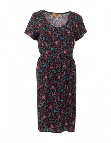 Robe mi-longue à manches courtes pour l'été avec imprimé féminin fleuri