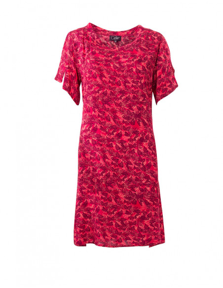 Robe ample plage petites manches fuchsia