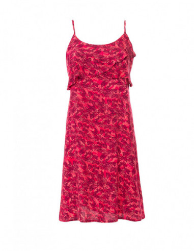 Robe d'été de style plage poitrine volant fuchsia 