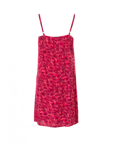 Robe d'été de style plage poitrine volant fuchsia dos