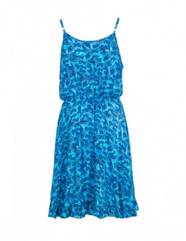 Robe de plage été courte fines bretelles bleue dos