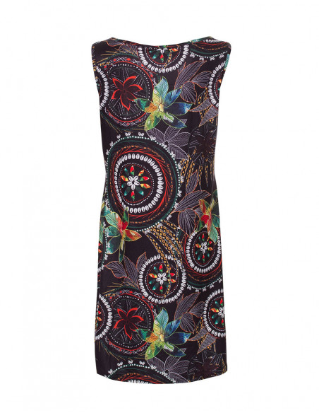 Robe courte sans manches motifs mandalas noire dos