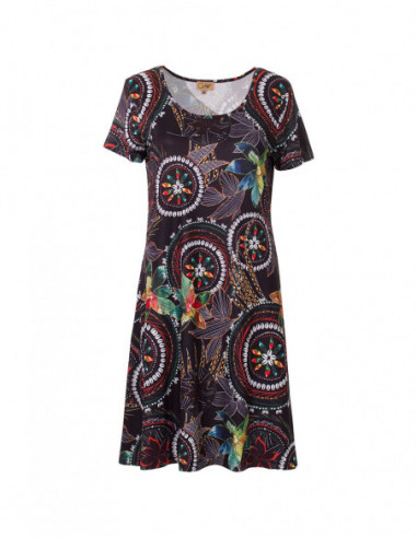 Robe ethnique manches courtes motifs mandalas