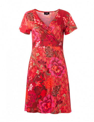 Red dress with detailed flowers