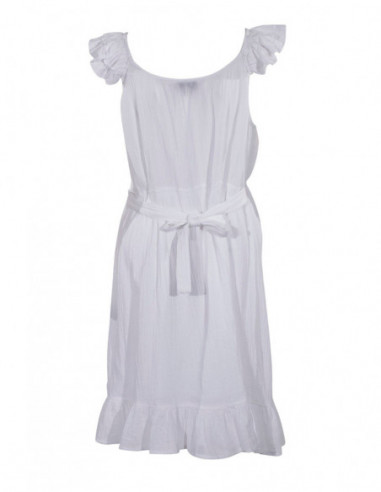 White bohemian dress with flounces
