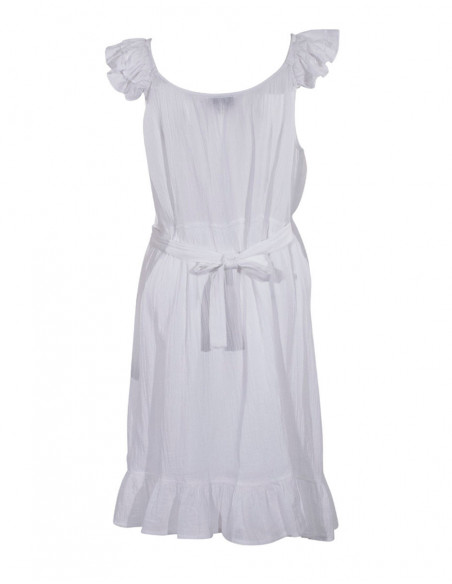 White bohemian dress with flounces