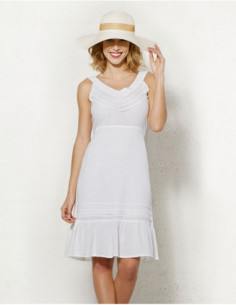 White V-embroidered dress