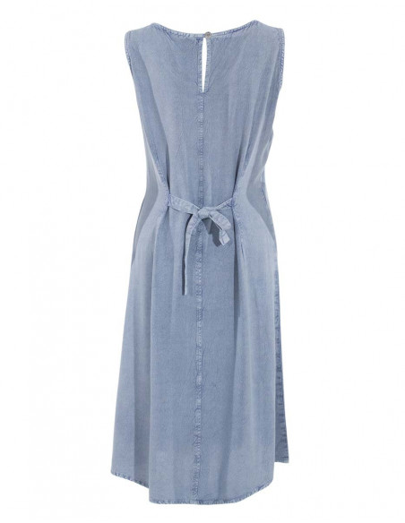 Robe brodée classique sans manches jean dos