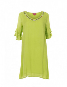 Robe courte droite et ample couleur unie anis 2