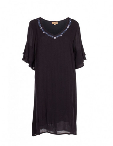 Robe courte droite et ample couleur unie noire