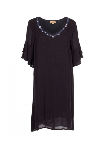 Loose dress in viscose crepe