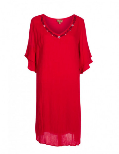 Robe basique rouge à manches 3/4 et coupe ample et confortable pour l'été