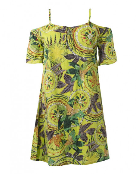 Tahitian print short dress