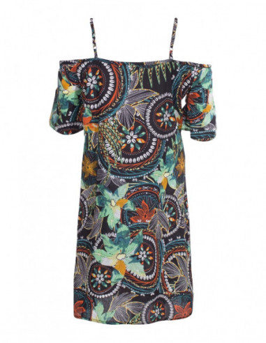 Robe ethnique épaules dénudées noire dos