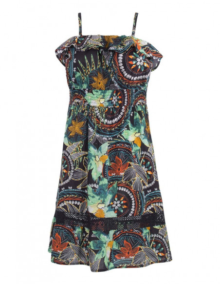 Colourful summer dress with flounce