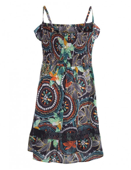 Colourful summer dress with flounce
