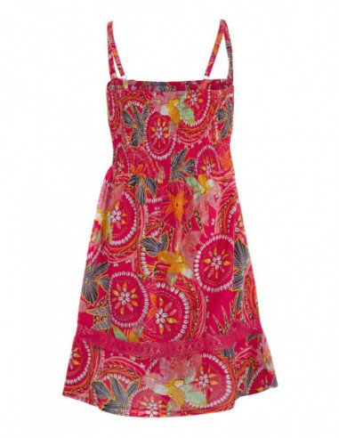 Colourful summer dress with flounce
