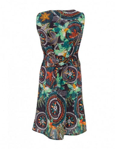 Robe courte col V cache coeur pour femme style baba cool original imprimé  noire